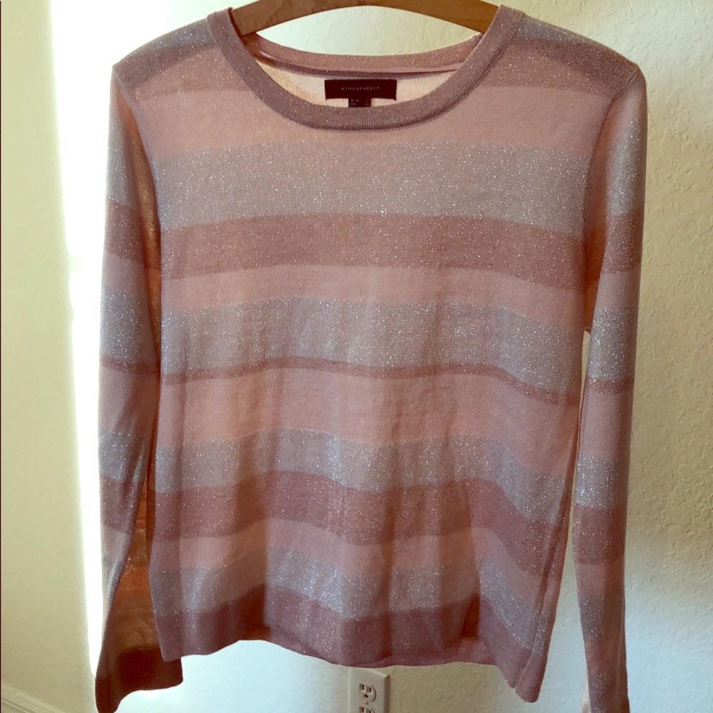 Atmosphere pink shimmery striped sweater size 8.